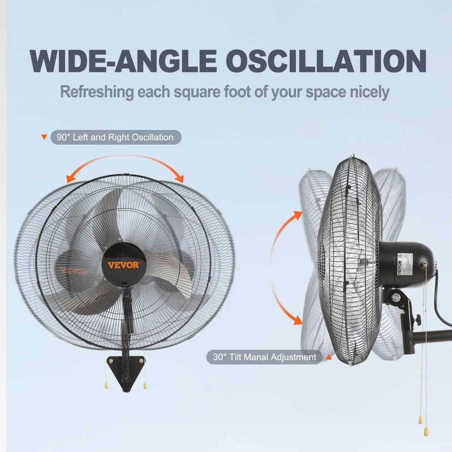30-Inch Outdoor Misting Wall Fan with 3 Speeds, Oscillation & Adjustable Tilt
